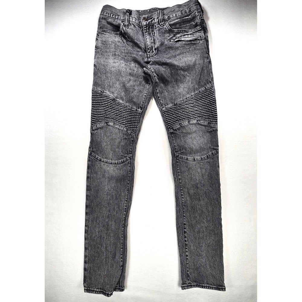 Armani Exchange J27 Skinny Biker Jeans Mens 30 Grey Moto Ribbed Denim Pants